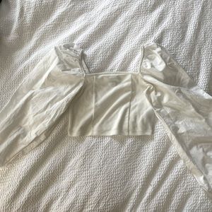 White topshop puff sleeve crop top